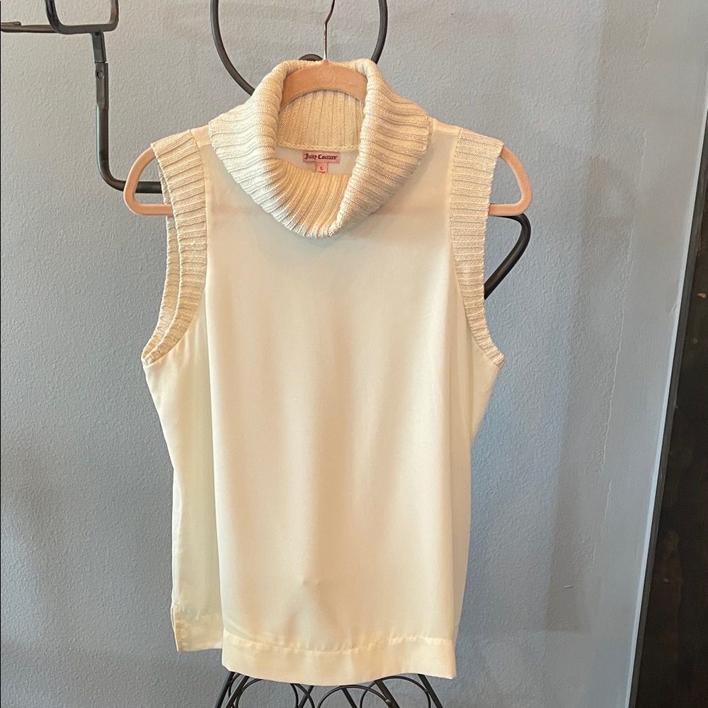 Juicy Couture Sheer Cream Sweater L